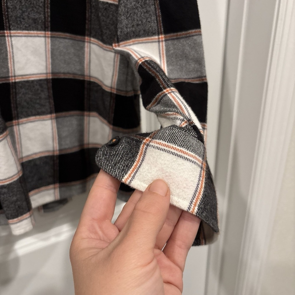 Lacoste Sport Flannel Shirt Men's 42 Black White Plaid Long Sleeve Button Up - Picture 5 of 8